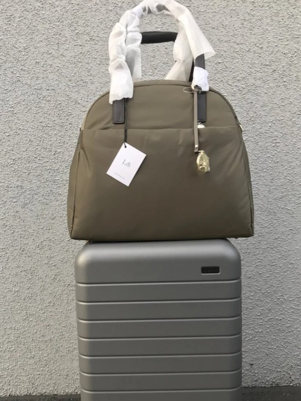 Lo & Sons OG Large Laptop Tote, Army Green (*RARE*)/Gold/Camel - Picture 5 of 7